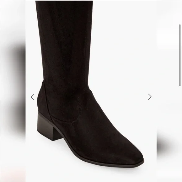 JustFab Black Over the Knee Boots with Faux Suede Texture - Picture 4 of 6